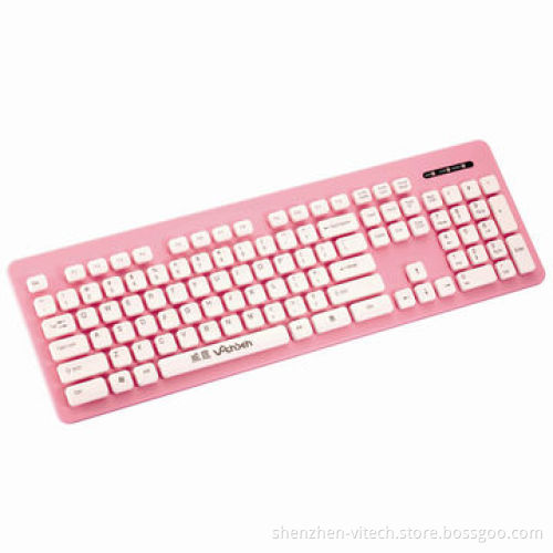 2.4 G wireless washable keyboard, pink, blue, purple, 10m work distance